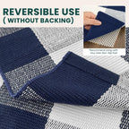 KOZYFLY Buffalo Plaid Area Rugs 2.3x3.6 Ft Blue and White Rug Washable Front Door Mat Woven Cotton Indoor Outdoor Rug for Front Porch Kitchen Entryway Patio Farmhouse Checkered Doormat