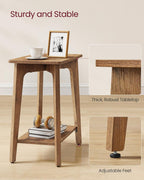 VASAGLE MAEZO Collection - Side Table, 2-Tier Small Rectangular End Table, 11.8 x 18.9 x 21.8 Inches, Nightstand with Tapered Legs, Curved Transitions, for Small Spaces, Honey Brown ULET332K01