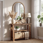 LITTLE TREE Solid Wood Console Table with Storage for Entryway, 41.34-Inch Small Farmhouse Sofa Table with 2-Tier Shelf for Living Room, Hallway, Entrance, Rustic Brown