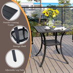 VICLLAX Small Square Outdoor Patio Table, All Weather Metal Outdoor Dining Table for Lawn Garden, 27.5"x 27.5" Patio Table for Outside, Black