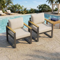 All-Weather Rust-Resistant Aluminum Patio Armchairs Set of 2 – Upgraded Cushions – Sturdy Metal Outdoor Seating for Balcony, Garden, Deck, Backyard – Beige
