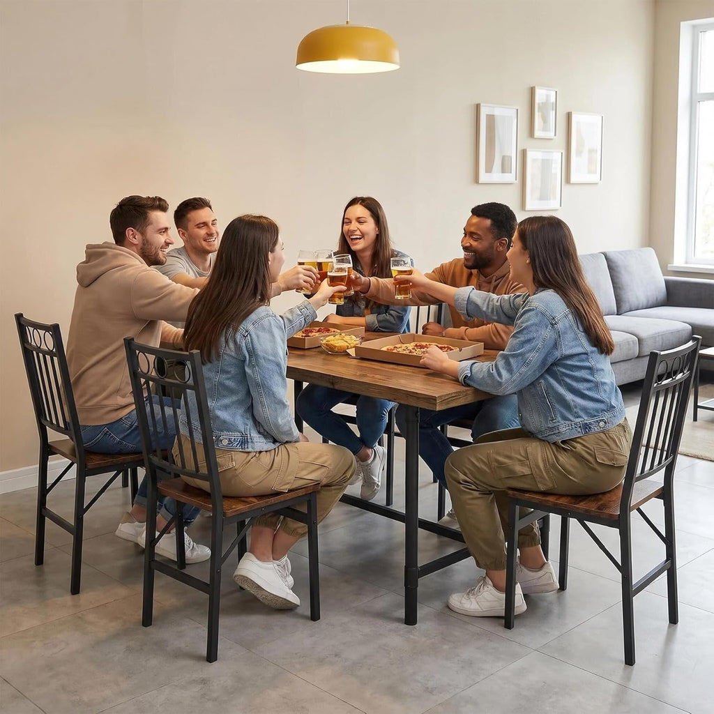 Bluecat Folding Dining Chairs 4 Pack, Industrial Foldable Dining Chair Set, Vintage Stackable Metal Frame Chairs with Wood Seat for Home Kitchen Dining Room Living Room