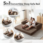 Convertible Modular Sleeper Sofa Bed, Mid Century Modern Decor Love Seat Memory Foam Couches, Sleeper Sofa Bed for Living Room, Solid & Easy to Install Cloud Couch (Brown)
