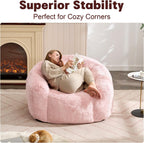 Giant 4ft Bean Bag Chair for Adults, Big Beanbag Chairs with Filler Included, Large Comfy Faux Fur Oversized Adult Bean Bags, Huge Floor Sofa for Bedroom, Living Room, Pink