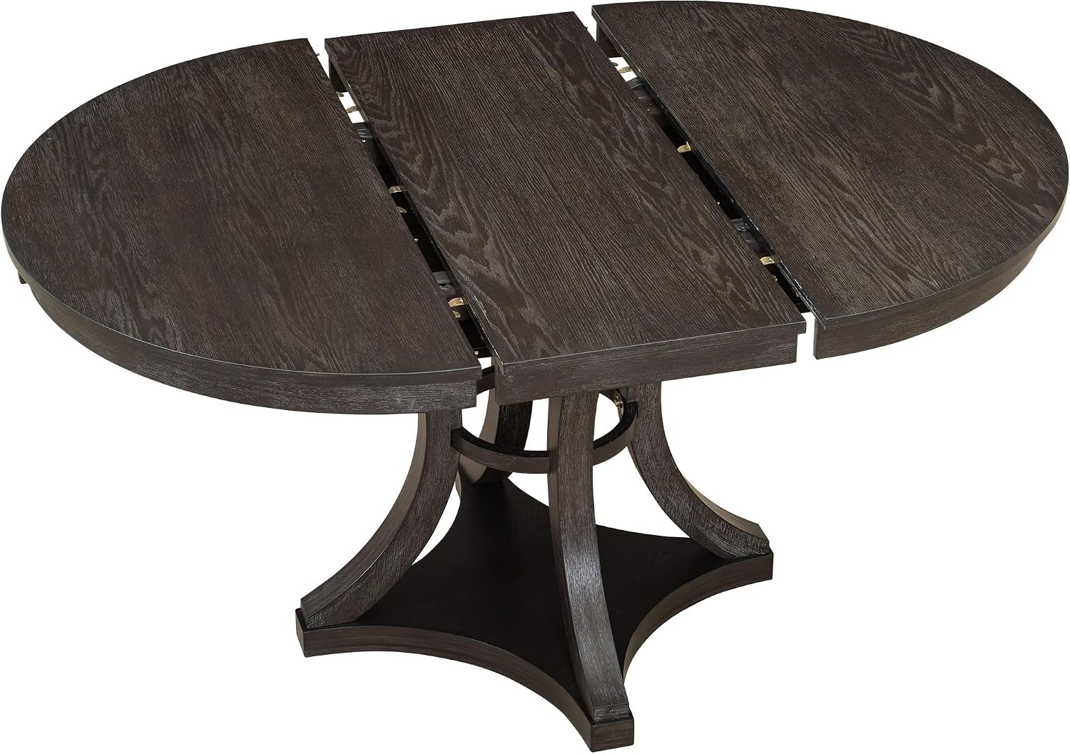 Bellemave Extendable Dining Table Set for 4, 5-Piece Retro Round Table Set with 4 Upholstered Chairs, Round Table with a 16" W Leaf, Oval Kitchen Table Set with Extendable Table (Espresso)