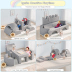 Betterhood 16pcs Modular Kids Play Couch, 1000+DIY Versatile Child Sectional Sofa for Playroom Bedroom, Convertible Foam Cushion for Boys & Girls, Grey