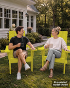 MXIMU Adirondack Chairs Set of 4 Outdoor: 450lb Capacity&33in Tall Backrest Oversized Modern Adirondack Chairs - Comfortable All-Weather Fire Pit Chair - Easy Assembly True Wood Grain Lawn Chair