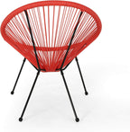 Dancongtea Set of 2 Outdoor Wicker Chairs, PE Rattan Armchair with Steel Frame, Modern Woven Basket Chair for Patio Balcony Garden, Orange
