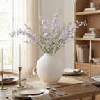 Starttag Large White Ceramic Vase, 9.8 inch Rustic Farmhouse Flowers Vase for Home Decor, Sandstone Texture Round Pottery Tall Vase Indoor for Table Living Room Decor