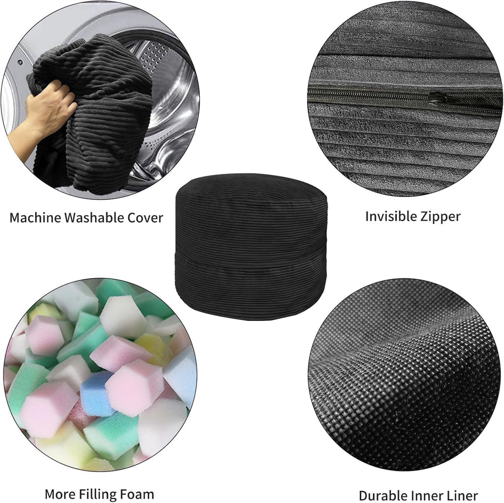 Bean Bag Chairs for Adults, Giant Bean Bag Chairs with Memory Foam Big Sofa for Reading, Gaming Cozy Chair, 4FT Bean Bag with Plush Microfiber Removable Cover, Black