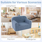 Costzon Kids Couch, Comfy Toddler Sofa Chair with Soft Fleece Fabric Cover, Kids Furniture for Playroom, Children Reading Armchair for Boys & Girls Aged 3+ Birthday (Medial,Blue)