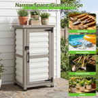 Small Outdoor Storage Cabinet with Metal Top, 2-Tier Patio Potting Bench & Garden Tool Organizer, Adjustable Shelf Corner Storage Cabinet for Balcony Backyard Porch