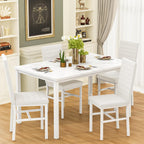 Hooseng Dining Table Set for 4, 5-Piece Faux Marble Dinner Table Set with 4 Upholstered PU Leather Chairs Kitchen Table Chairs Set Modern Space-Saving Dinette Set for Breakfast Nook Apartment White