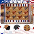Tinideya 2 Pcs Independence Day Door Mat Patriotic Welcome Non Slip Coir Mats 4th of July Bow Star Floor Layering Doormats Seasonal for Front Porch Entryway Decor(Bow)