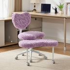Meditation Chair Plus, Cross Legged Chair with Wheels, Adjustable Height, ADHD Kneeling Seat Criss Cross Desk Chairs with Adjustable Stool, Flexible Design for Fidgety Sitters, Violet Faux Fur
