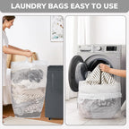 Goodpick Laundry Basket with Wheels, Laundry Hamper with Removable Wash Bag, Clothes Hamper, Rolling Laundry Basket, Dorm Room Essentials, 75L, Grey