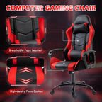 ECOTOUGE Gaming Chair, Ergonomic Computer Gamer Chair with Massage Lumbar Support & Rocking High Back, 360° Swivel Video Game Chair for Gaming or Office, Height Adjustable (Red)