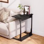 HOMPUS C Shaped End Table, 23.6'' Small TV Tray Side Table for Couch, Tall Sofa Table with Antirust Metal Frame, Folding Desk Snack Table for Sofa, Living Room, Recliner, Fully Assembled, Black