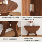 Round Dinning Table for 2-4, Foldable Kitchen Dining Room Table 43.3 Inches Circle Walnut Finish Dinner Tables for Kitchen, Dining Room, Living Room