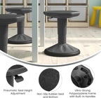 Flash Furniture Carter Adjustable Height Kids Active Stool - Flexible Gray Stool for Classroom and Home - Non-Skid Bottom - Rubberized Seat - 14" - 18" Seat Height