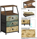 Tohomeor Dresser with Fabric Drawers Nightstand with 2 Tier Shelf Storage Tower for Bedroom Hallway Entryway Closet Organizer Sofa Beside Table Furniture (Multi, 3 Drawers)