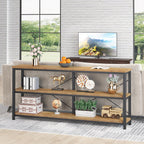 Tribesigns 71" Sofa Tables,Extra Long Couch Table, Narrow Long Console Table, Entryway Table,Sofa Table with 3 Tiers Storage Shelves (Light Brown)