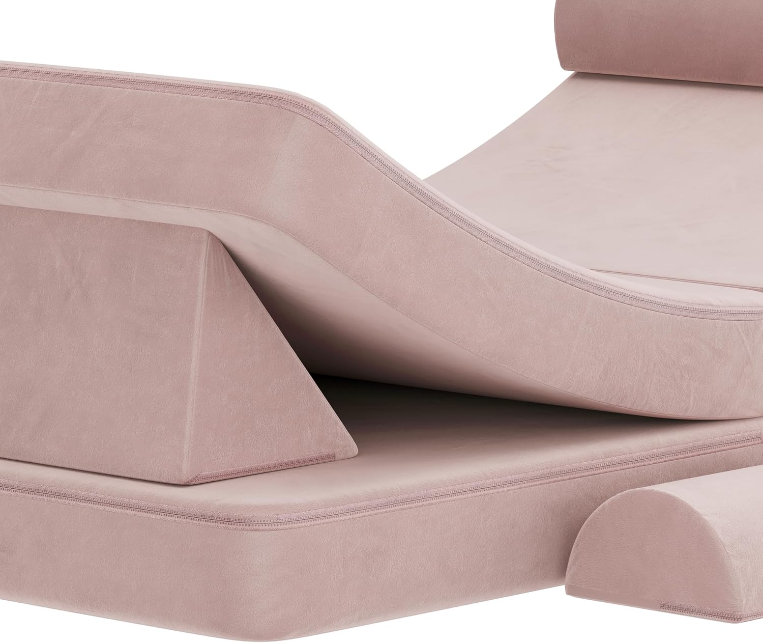 Flash Furniture Marlowe Modular Foam Kids Play Couch, 6 Soft Sectional Sofa Pieces, Convertible Kids Couch, Removable Covers, 56", Blush