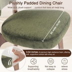 YOUNIKE Wooden Dining Chair, Chenille Fabric Upholstered Dining Room Chair Kitchen Side Chair, Farmhouse Dinner Chair with Solid Wood Legs for Kitchen Dining Vanity, Green (Single Pack)