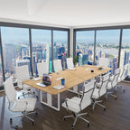 Home Office Chair Ribbed, Modern Leather Conference Room Chairs, Ergonomic Office Desk Chair, High Back Executive Computer Chair, Adjustable Swivel Chair with Arms (White)