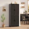 Garvee Tall Pantry Cabinet, 60" Kitchen Storage Cabinet with 2 Doors & Adjustable Shelves, Freestanding Wooden Cupboard for Bathroom，Dining Room, Living Room,Black