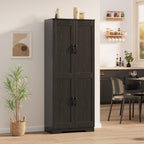 Garvee Tall Pantry Cabinet, 60" Kitchen Storage Cabinet with 2 Doors & Adjustable Shelves, Freestanding Wooden Cupboard for Bathroom，Dining Room, Living Room,Black