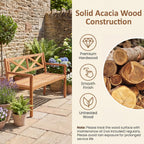 Giantex 2-Person Outdoor Bench, 47" Patio Acacia Wood Loveseat with Slatted Seat, Armrests & X-Shaped Backrest, Wooden Garden Seating for Backyard, Porch, Deck, Poolside