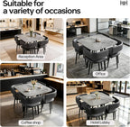 Square Sintered Stone Table Chair Set for 4, 31'' Gray Conference Table, Modern Home Dining and Reception