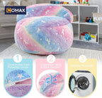 COMAX Bean Bag Chair for Kids, Unicorn Convertible Toddler Beanbag Bed, Children Bean Chair Stuffed to Floor Mattress with Filler, Colorful Rainbow