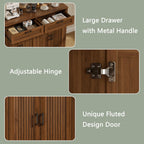 Buffet Cabinet with 2 Storage Drawers, Farmhouse Coffee Bar Table with Storage and Adjustable Shelf, 47.2" Wide Fluted Sideboard Cabinet for Kitchen, Dining Room, Living Room, Entryway, Modern Walnut