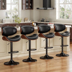 YaFiti Swivel Bar Stools Set of 2, Bar Stools for Kitchen Counter, Black | Comfortable Faux Leather Seating with Ergonomic Support and a Sturdy Footrest for Modern Kitchen Islands and Home Bars