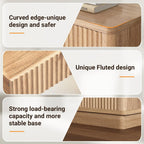 ELYKEN 24" Nightstand with 3 Drawers & Outlet, Fluted End Table Natural Oak | 2 AC Outlets,1 USB Ports, 1 Type C, Charging Station, Fluted Storage Bedside Table, Wood Night Stand, Heavy duty, Bedroom