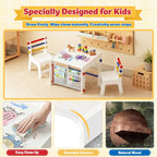 DOREROOM Wooden Kids Table and Chairs Set – 4-in-1 Activity Table with Removable Storage & Washable Graffiti Desktop for Drawing/Crafts/Arts/Reading, Toddler Desk for Home, Playroom, Ages 3+, White