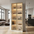 78.7" H Kitchen Pantry Storage Cabinet with Light, Food Pantries Cabinets with Glass Doors and Light in 3-Color Mode, Storage Cupboard Display Cabinet for Kitchen Dinning Room, White
