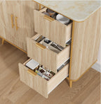 47.3" Modern Buffet Cabinet with Storage, Kitchen Sideboard Buffet with 2 Door & 3 Drawers, Fluted Caffee Bar Storage Cabinet for Dining Room, Living Room, Entryway, Natural Oak