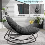 NOBLEMOOD Oversized Rocking Chairs Set of 2, Outdoor & Indoor Papasan Rocking Chair with Thick Cushions, Metal Rocker Chair Set for Living Room, Patio, Porch, Garden, Backyard