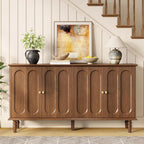 ONBRILL 63 Inch Buffet Cabinet with Storage, Arched Sideboard Cabinet with 4 Doors and Adjustable Shelves, Wooden Coffee Bar for Kitchen, Living Room, Entryway,Walnut