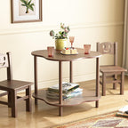 Flower Shape End Table - 2-Tier Walnut Wood Color Coffee Tables, Modern Wooden Sofa Side Table Open Storage, Easy Assembly Tea Table for Living Room Home Cafe, 23.6’’W x23.6’’Dx20.9’’H