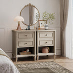 Bestier Night Stand with Charging Station, 26.7" H Farmhouse Nightstand with 2 Drawers & Open Shelf, Solid Wood Nightstand with AC Outlets, USB & USB-C Ports, Bed End Tables for Bedroom, Cream Oak