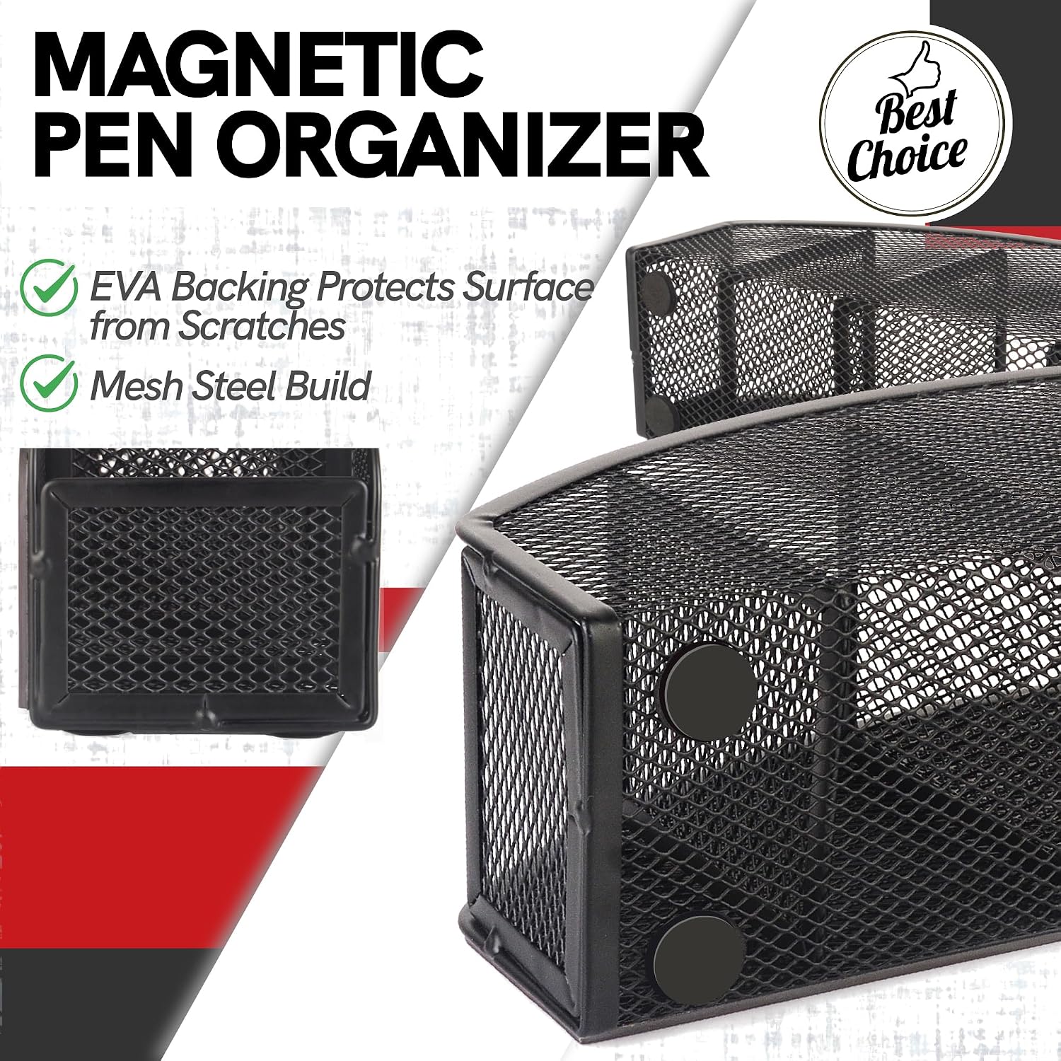 Magnetic Dry Erase Marker Holder for Whiteboard, 5 Slots Metal Pen Holder with Strong Magnets, 10inch Large Capacity Storage Basket Organizer for Office, School and Home (Black)