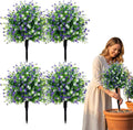 Artificial Potted Plants with Ground Stakes, UV Resistant Camellia Topiary, Outdoor Indoor Faux Shrubs, Waterproof Decorative Plants for Garden Porch Patio Yard (4)