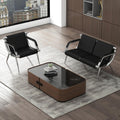 kinbor Waiting Room Chairs Office Bench - Black PU Leather Airport Seating Reception Chairs with Armrest for Waiting Room Office Bank Salon