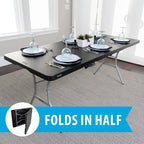 LIFETIME 6-Foot Fold-in-Half Table, Light Commercial Folding Table, Black