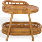 SAFAVIEH Couture - Shayleen 2-Tier Natural Rattan Accent Table - Handwoven Boho Coastal Design - Fully Assembled - Ideal for Living Room, Bedroom, Kitchen (CWK3023A)