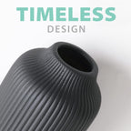 flature Ceramic Vase in Nordic Style, Decovase Large for Pampas Grass as Boho Deco, Vase Black Matt 8 inch for Flowers, Scandinavian Design Home Decoration for Fresh Flowers, Dried Flowers (Size M)
